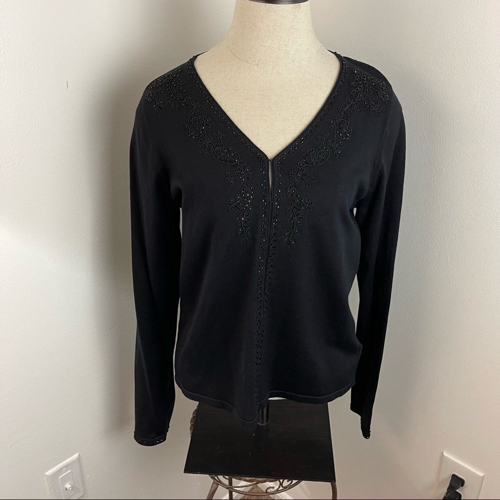 Lauren Ralph Lauren Silk Blend Beaded Cardigan S ✨